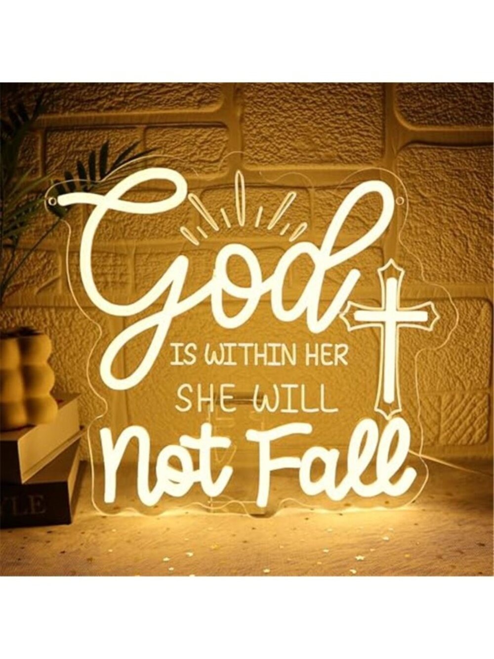 ✝️ God Is Within Her LED Neon Sign Wall Decor Dimmable Christian Faith Bible NEW